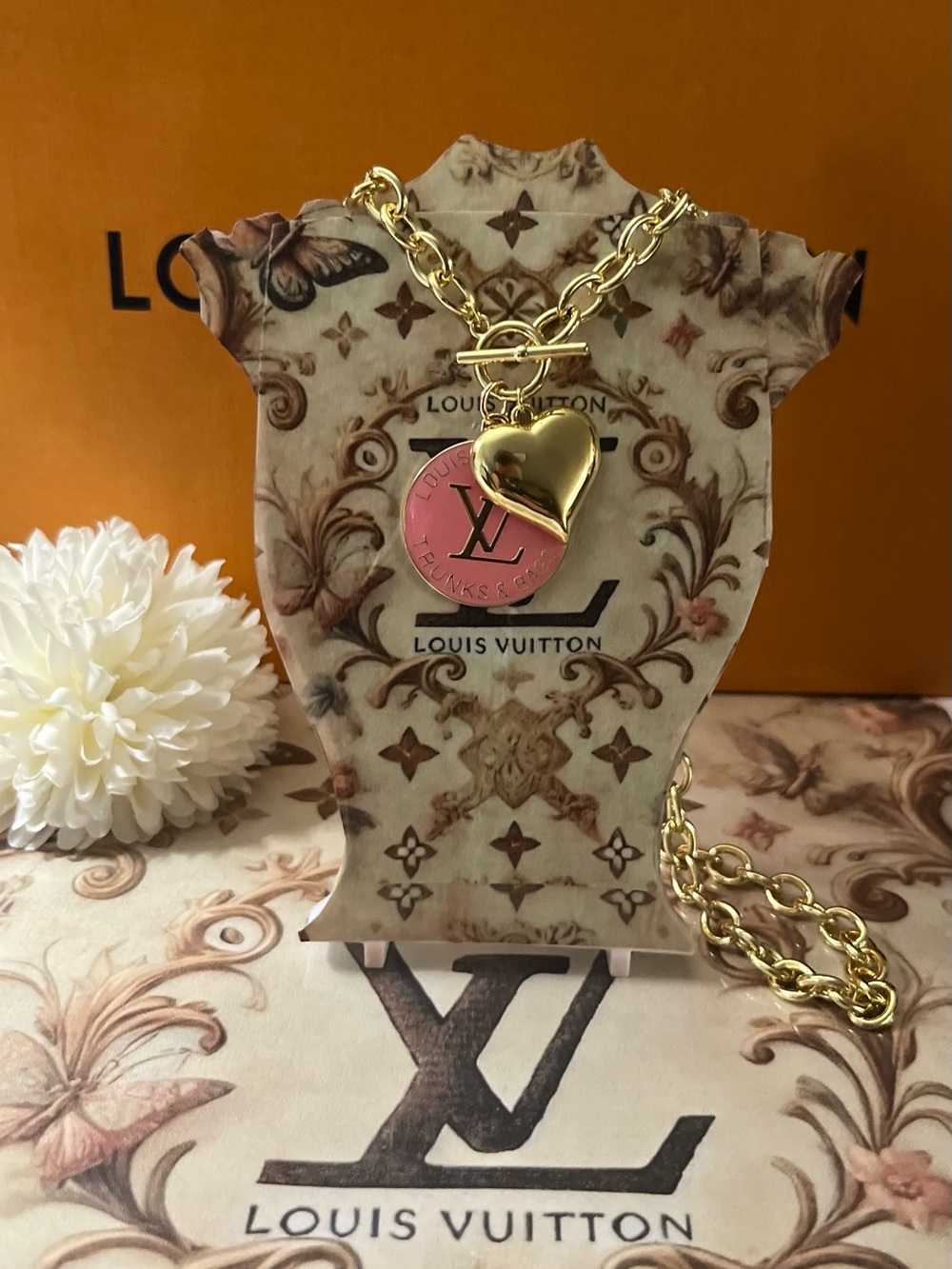 Louis Vuitton trunks and bags pendant Gold Chain Necklace